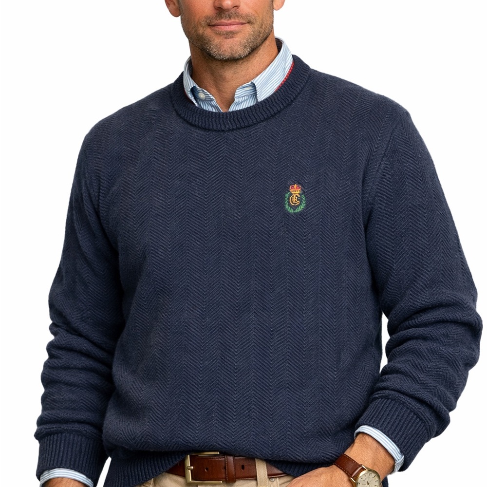 Vintage Chaps Ralph Lauren Navy Blue Crewneck Sweater 100% Cotton